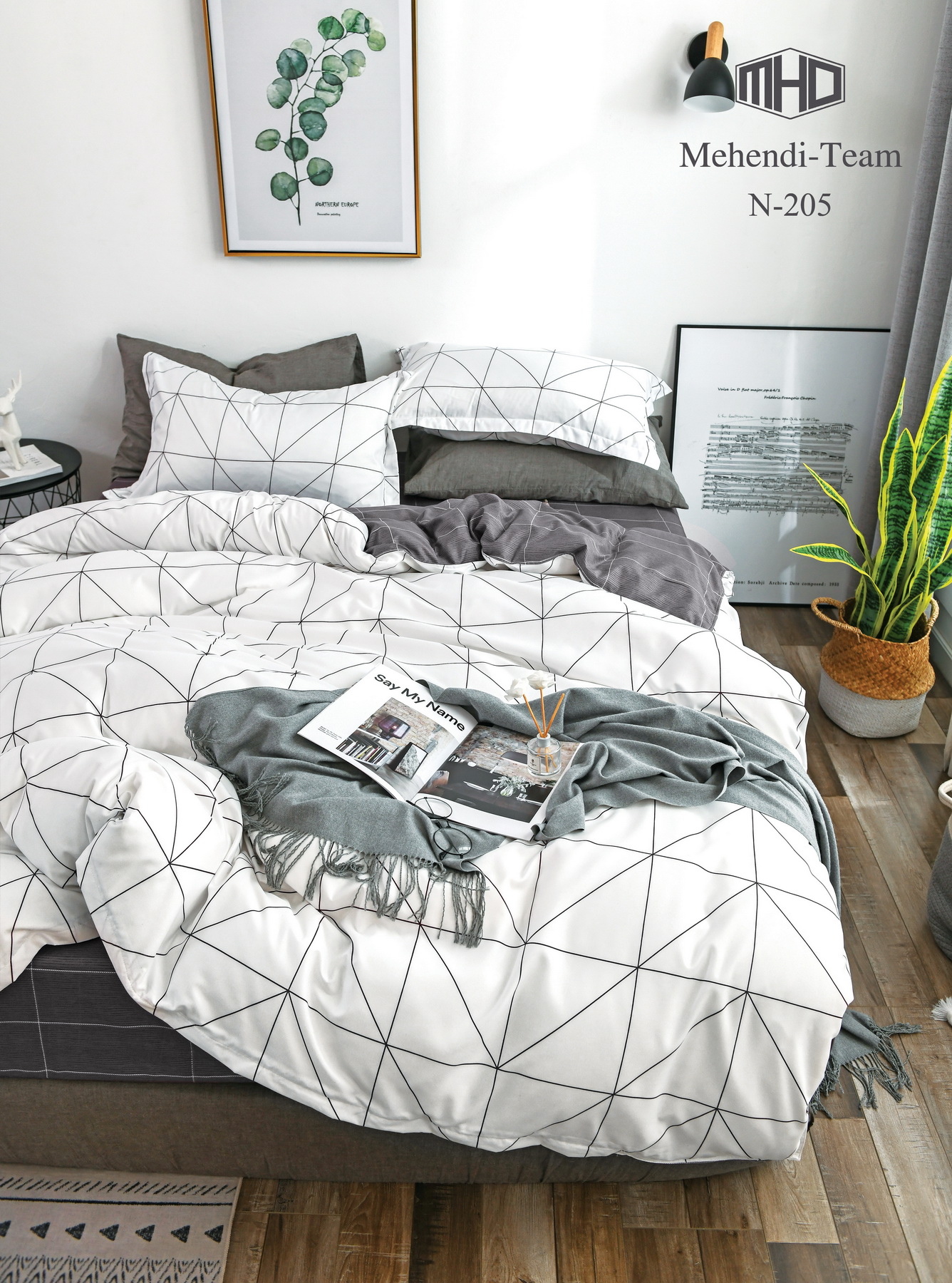 Geometric Stripe 100% polyester Duvet Cover set