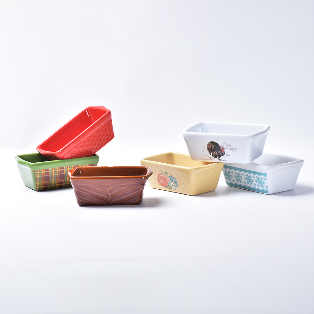 Amazon Oven Safe Custom Design Color Mini Cake Bread Ceramic Loaf Pan