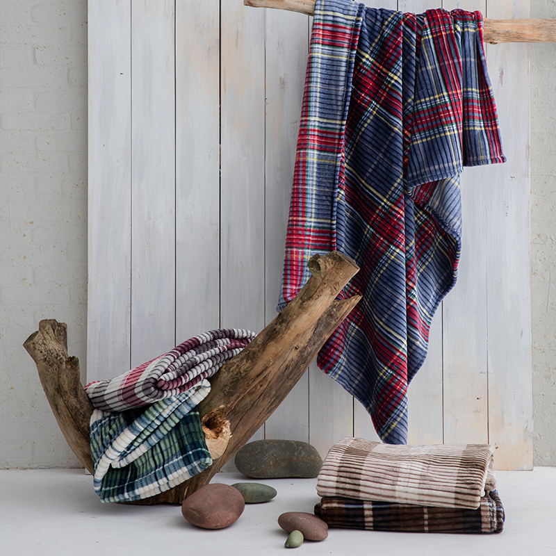flannel jacquard stripe printed throw