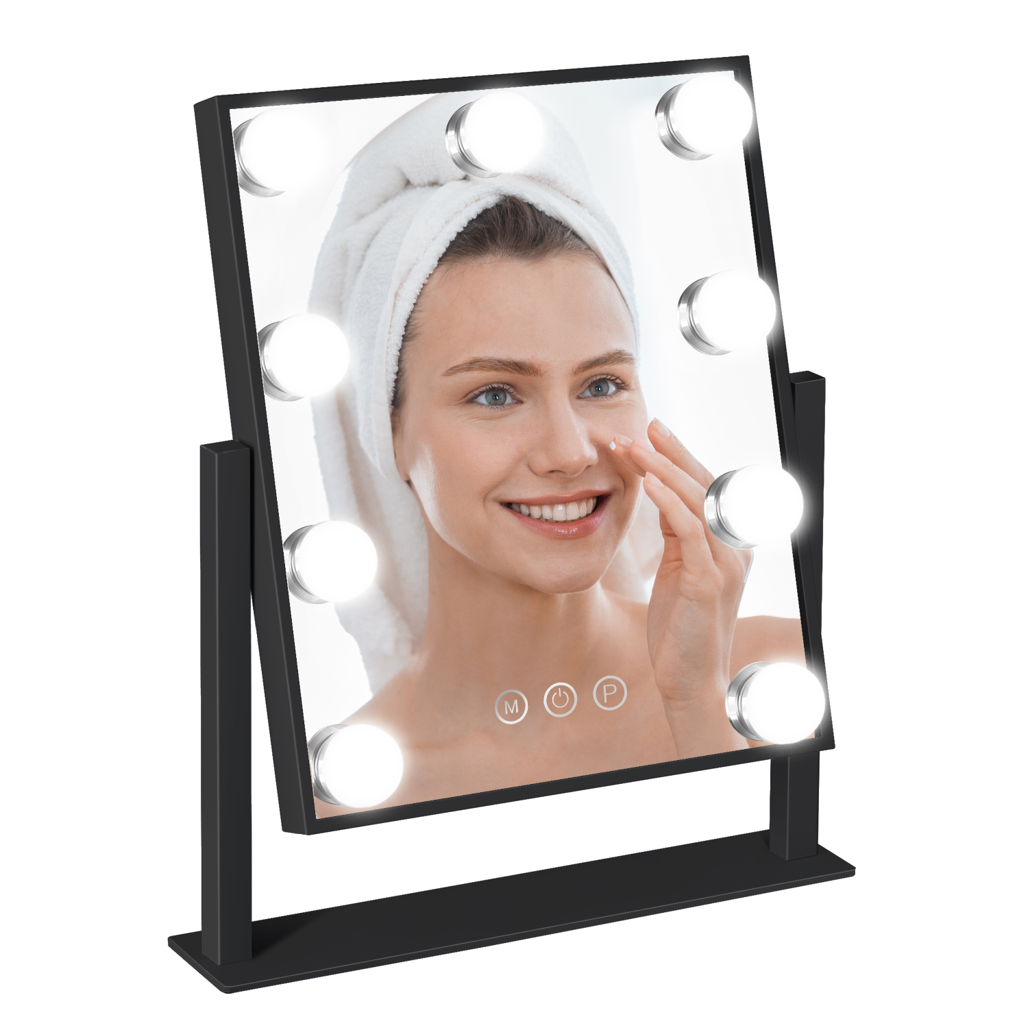 Greenfrom Black Color 9 Light Bulbs LED Mirror Hollywood Mirror Safety Package