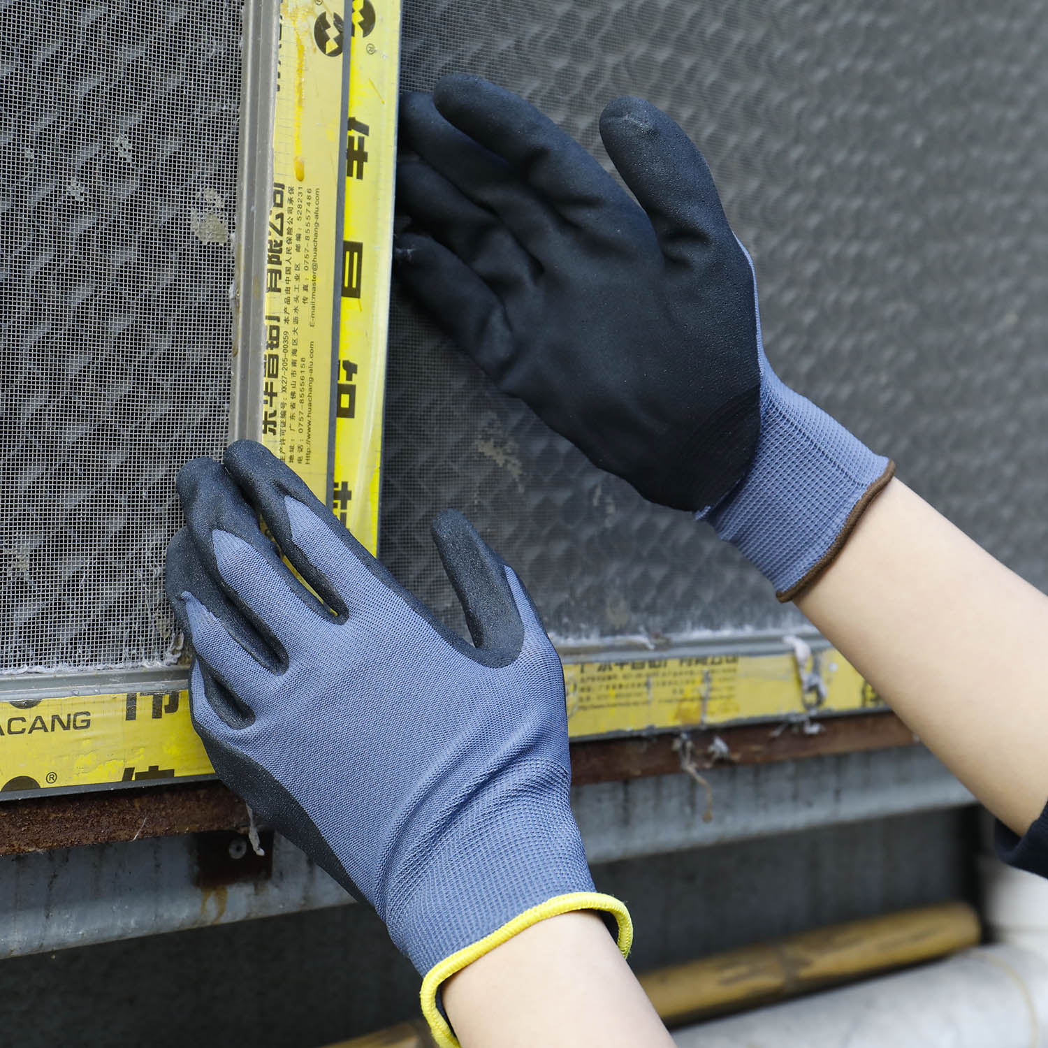 Grey nylon with black nitrile