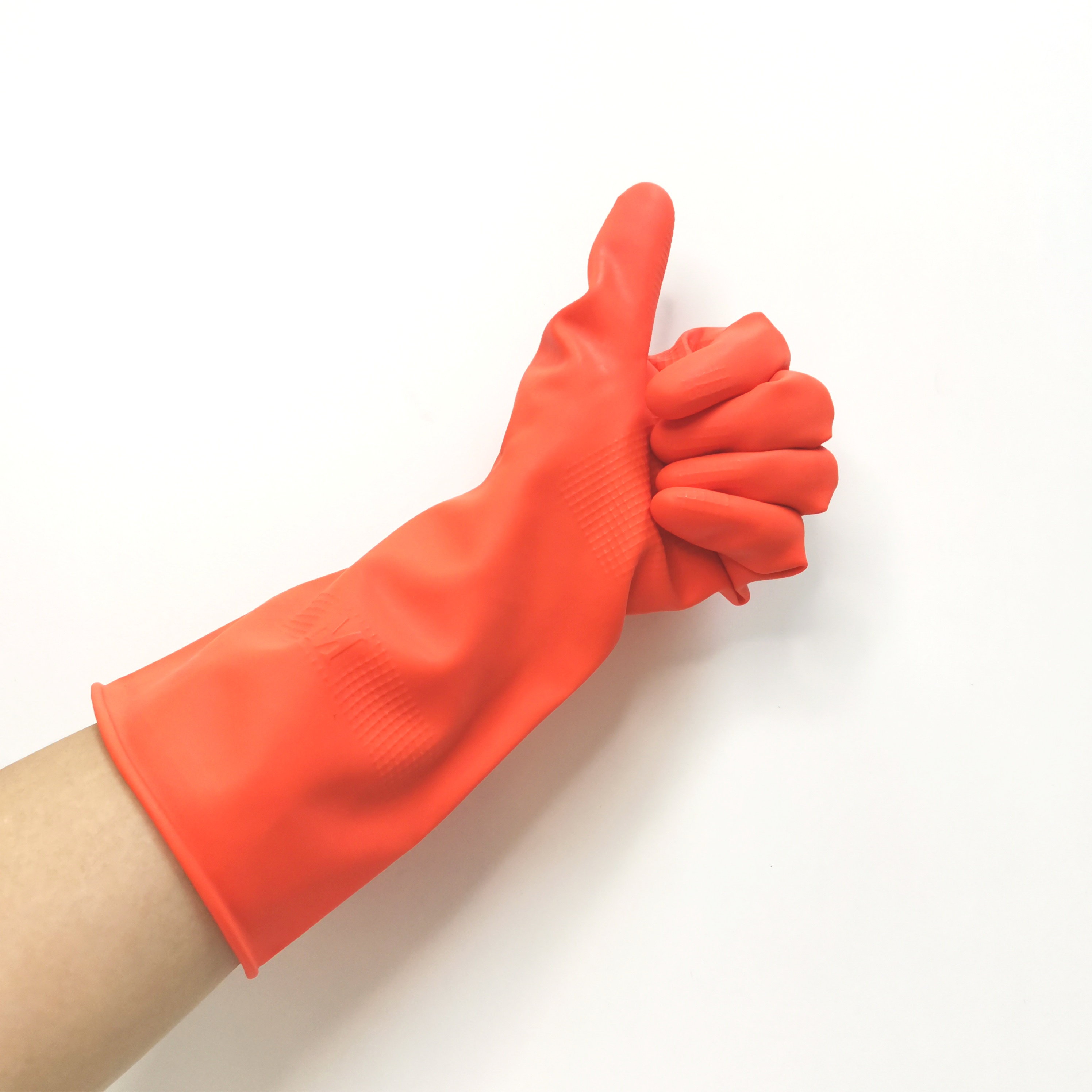 Net grip orange unlined garden laundry work hand protetive hand gloves household latex rubber gloves