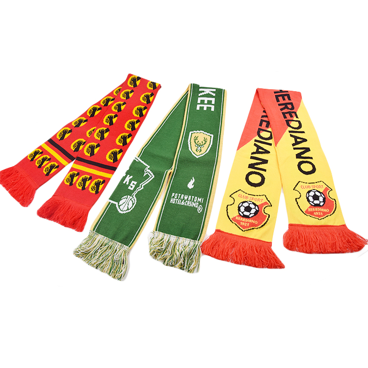 Oem promotional high quality winter warm comfortable customised printed acrylic club football scarfs