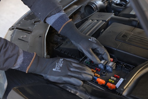 Black Nylon/Polyester Liner black PU coated Glove