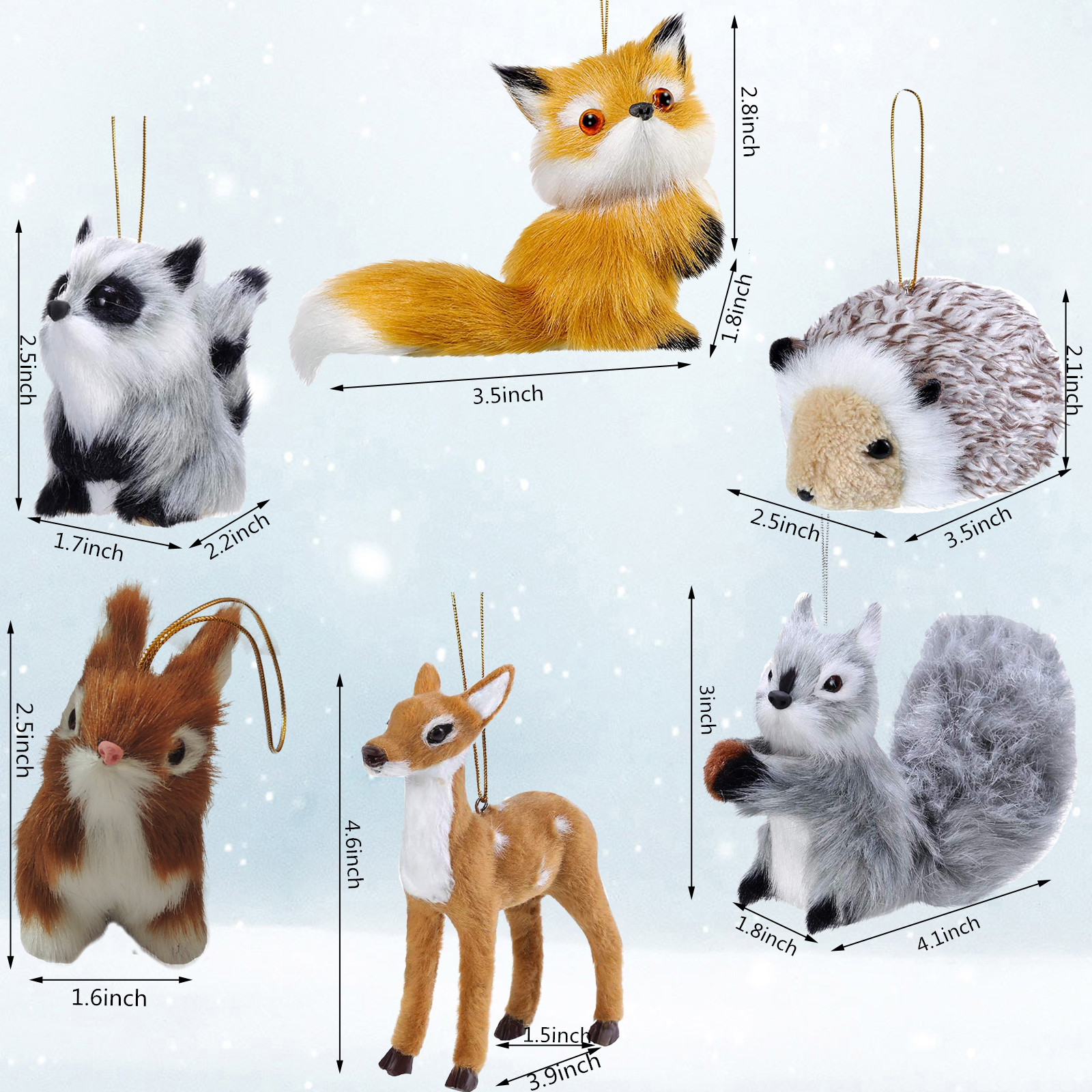 Set of 6 simulation animal pendants