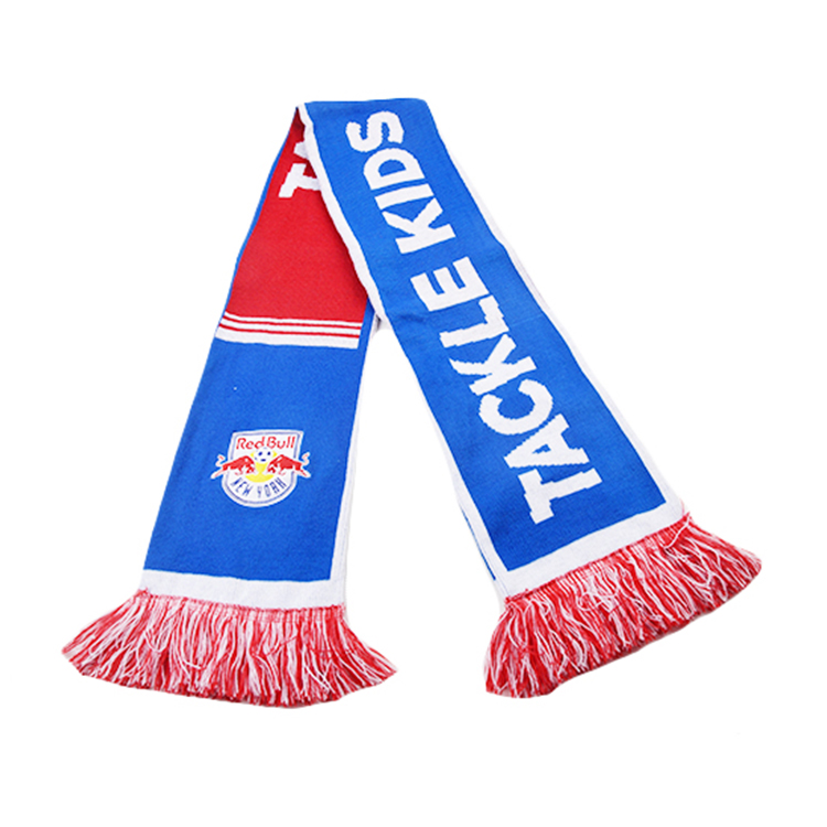 BSCI manufacturer winter oem custom printed acrylic jacquard world football sport club fan scarfs