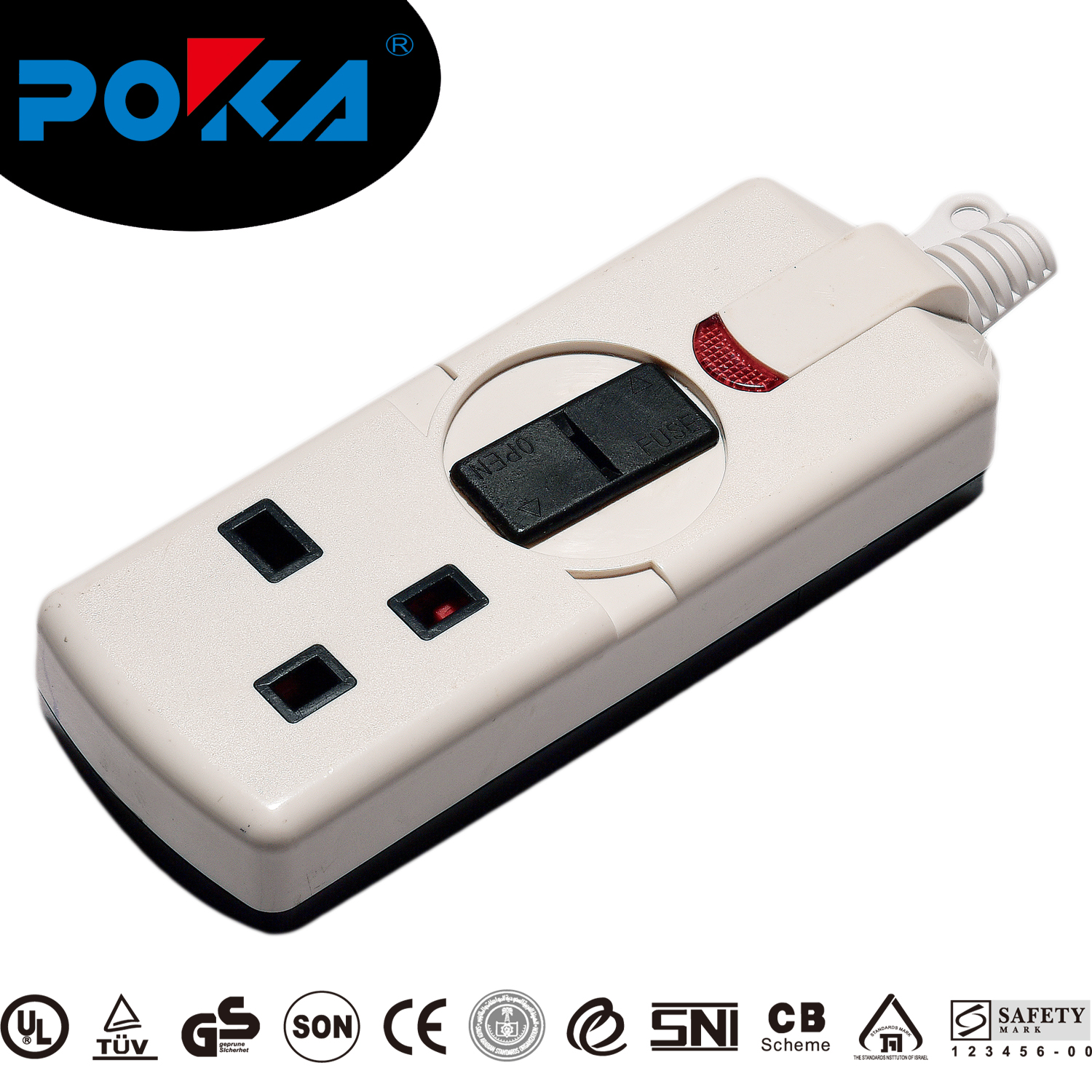 UK extension socket with Main Switch and light POKA brand UK03