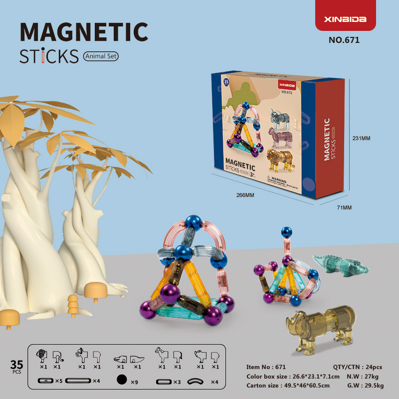 Hot Sale Good Quality Magnet stick ball Diy magnetic big stick blocks Magnetic Sticks and Balls Toys