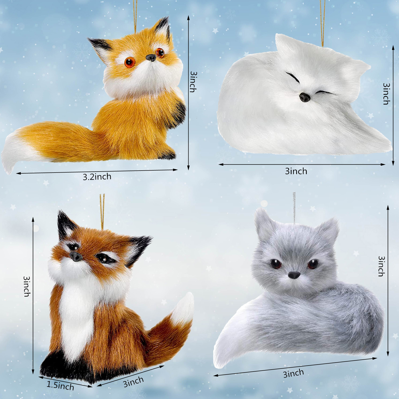 Set of four foxes