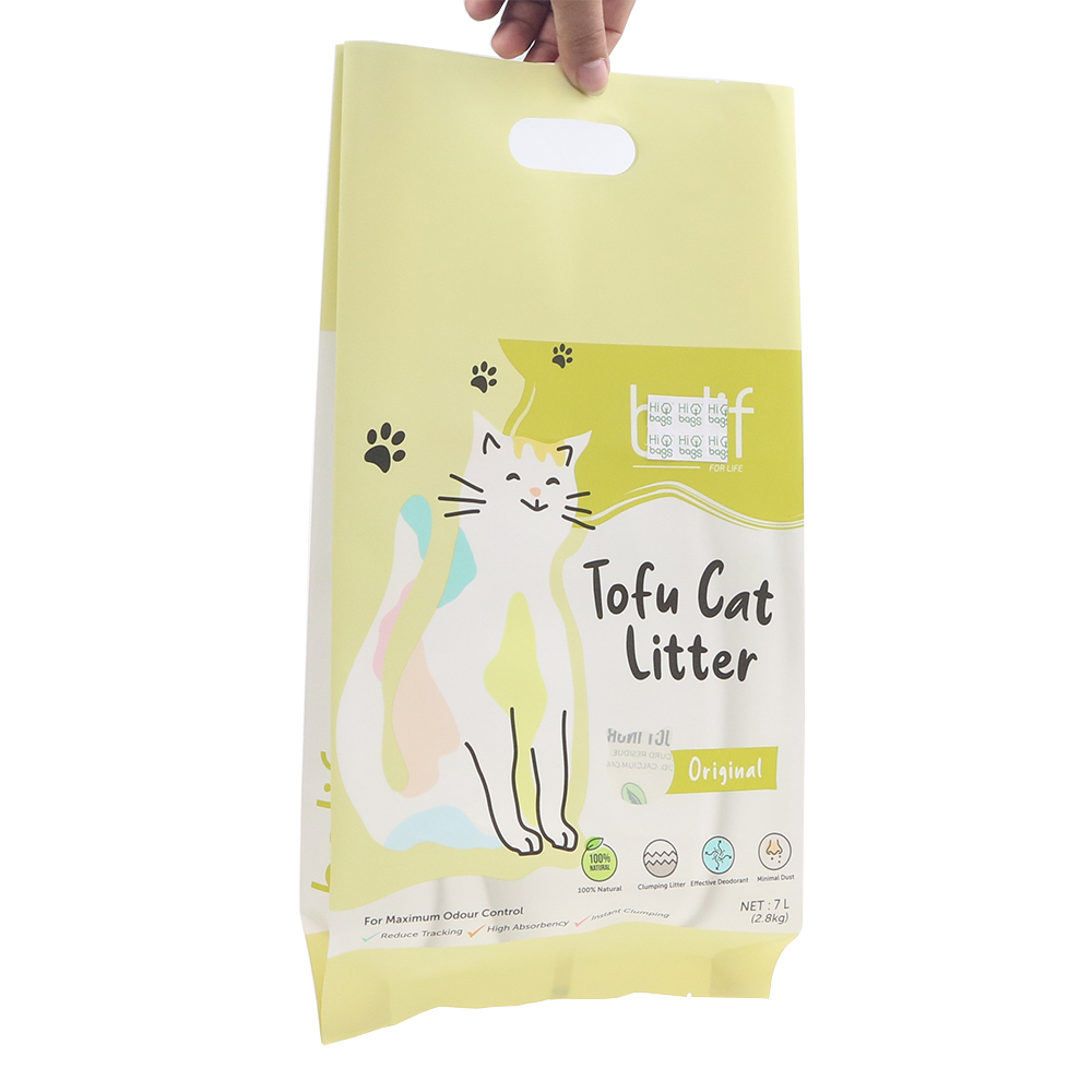 Side gusset cat litter bag with handle 5L 6L 7L