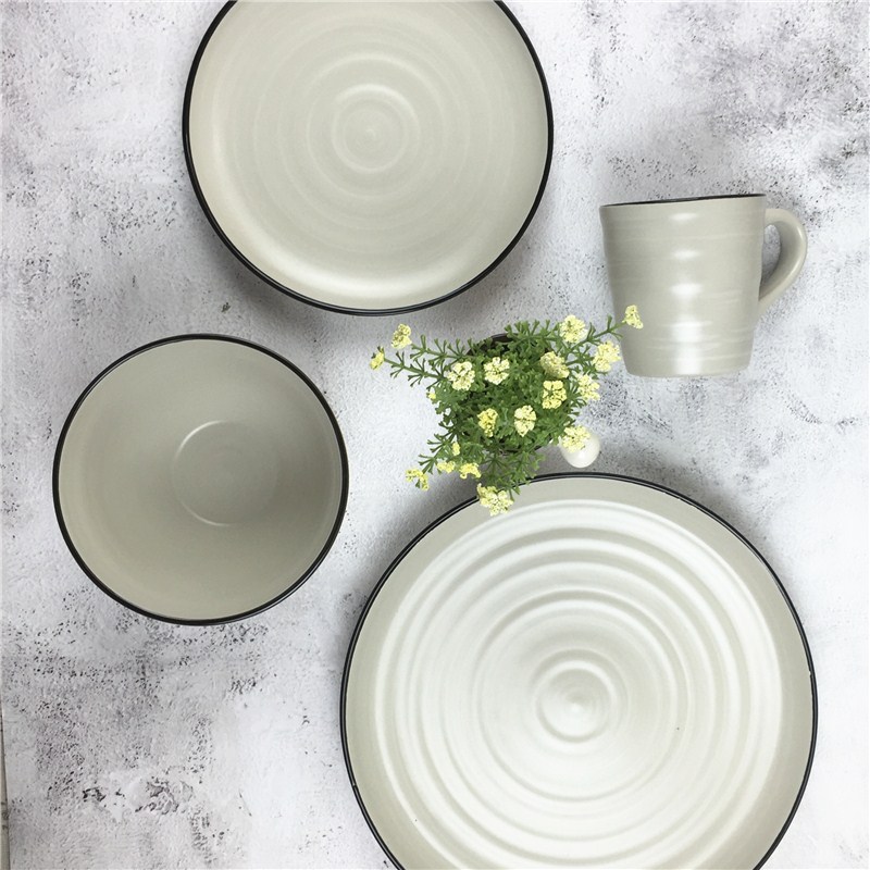 royal japanese stoneware hand-paint Wood Grain ceramic dinner set 16pcs