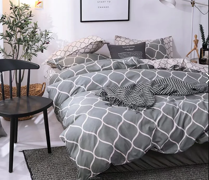 Geometric Stripe 100% polyester Duvet Cover set