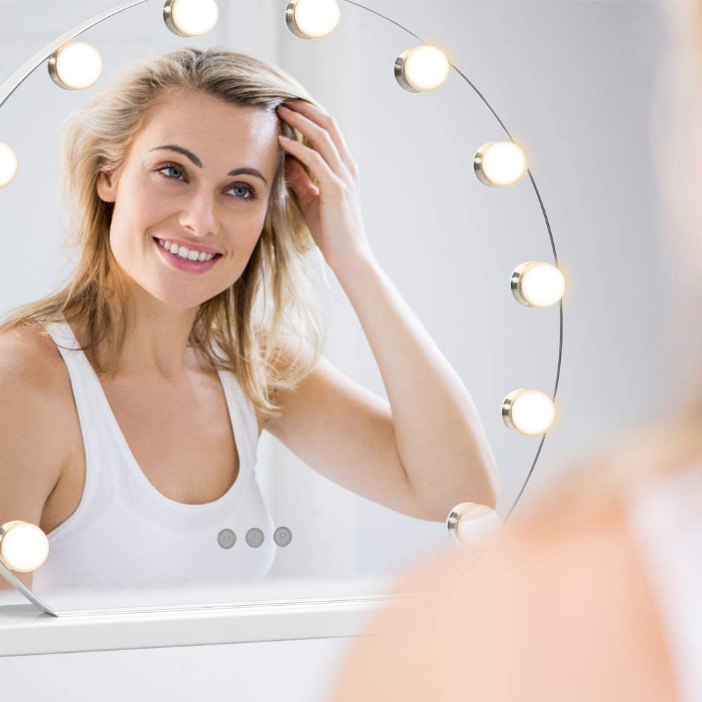 Amazon New Round LED Lighted Hollywood Makeup Mirror with Bulbs
