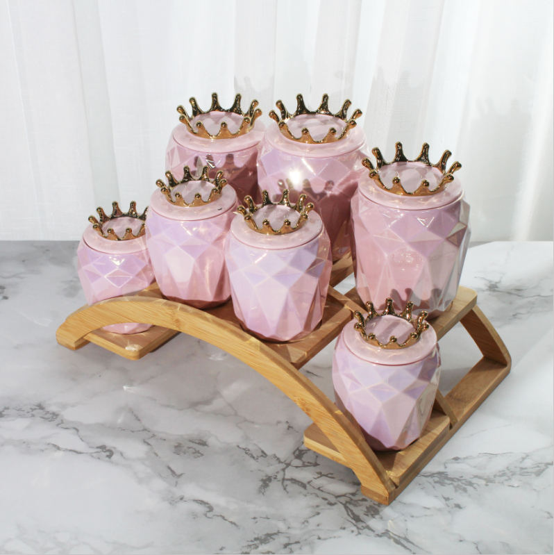 Crown top sugar jar 8 pieces set