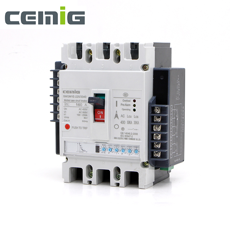 CEMIG SMGM1E Serie Adjustable Electronic Type Moulded Case Circuit Breaker MCCB for Circuit Overload/Short Circuit Protection