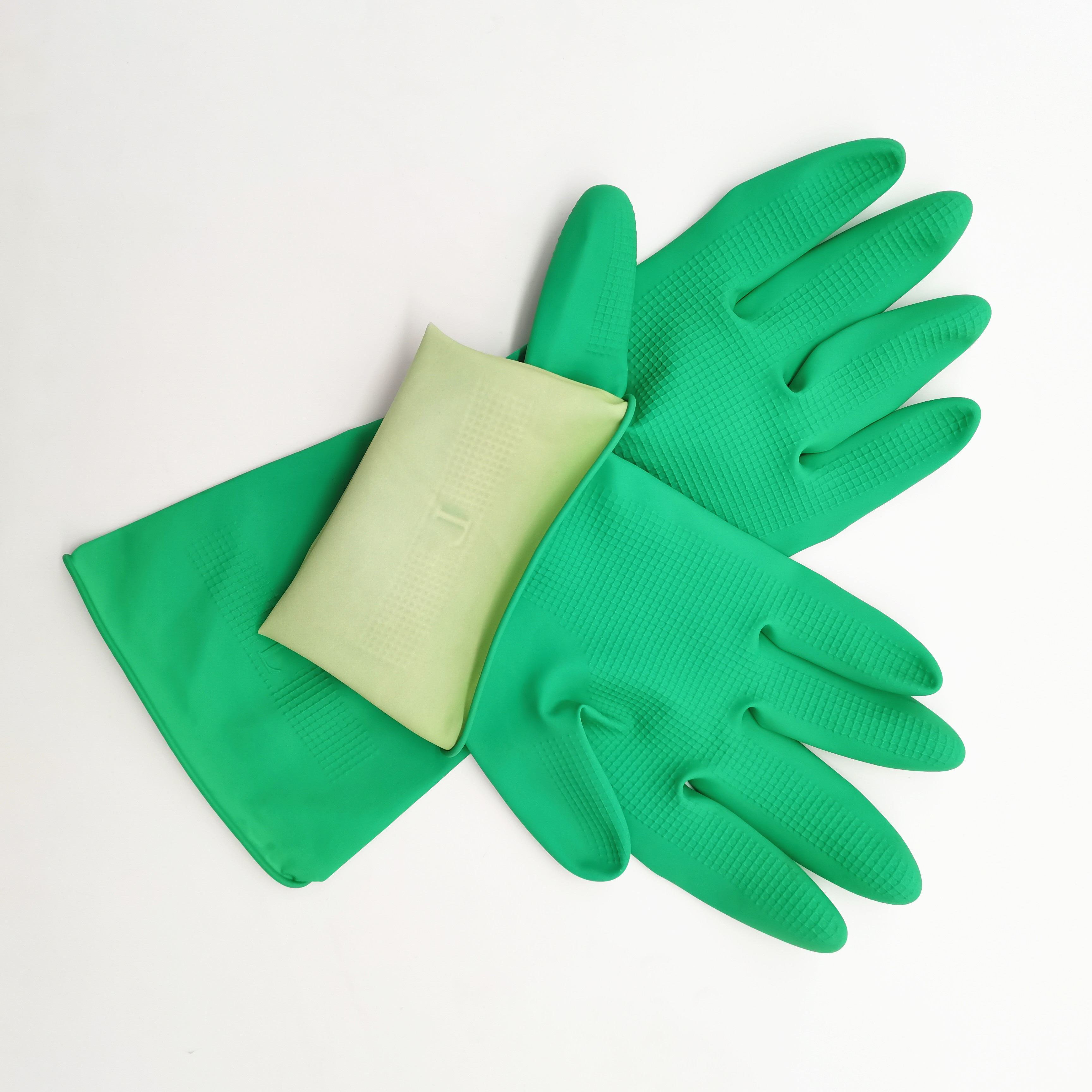 30cm Xingli Green flocklined cleaning household latex gloves