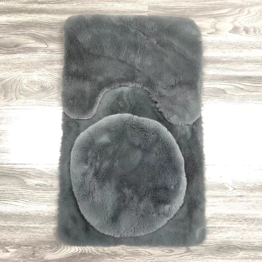 3pcs Faux Rabbit Fur Bath Mat