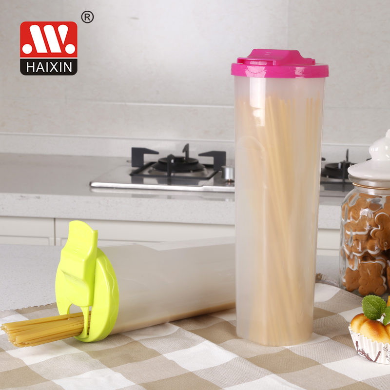 @Haixing Plastic Airtight Food Container Pasta Spaghetti Storage Canister With Measuring Lid