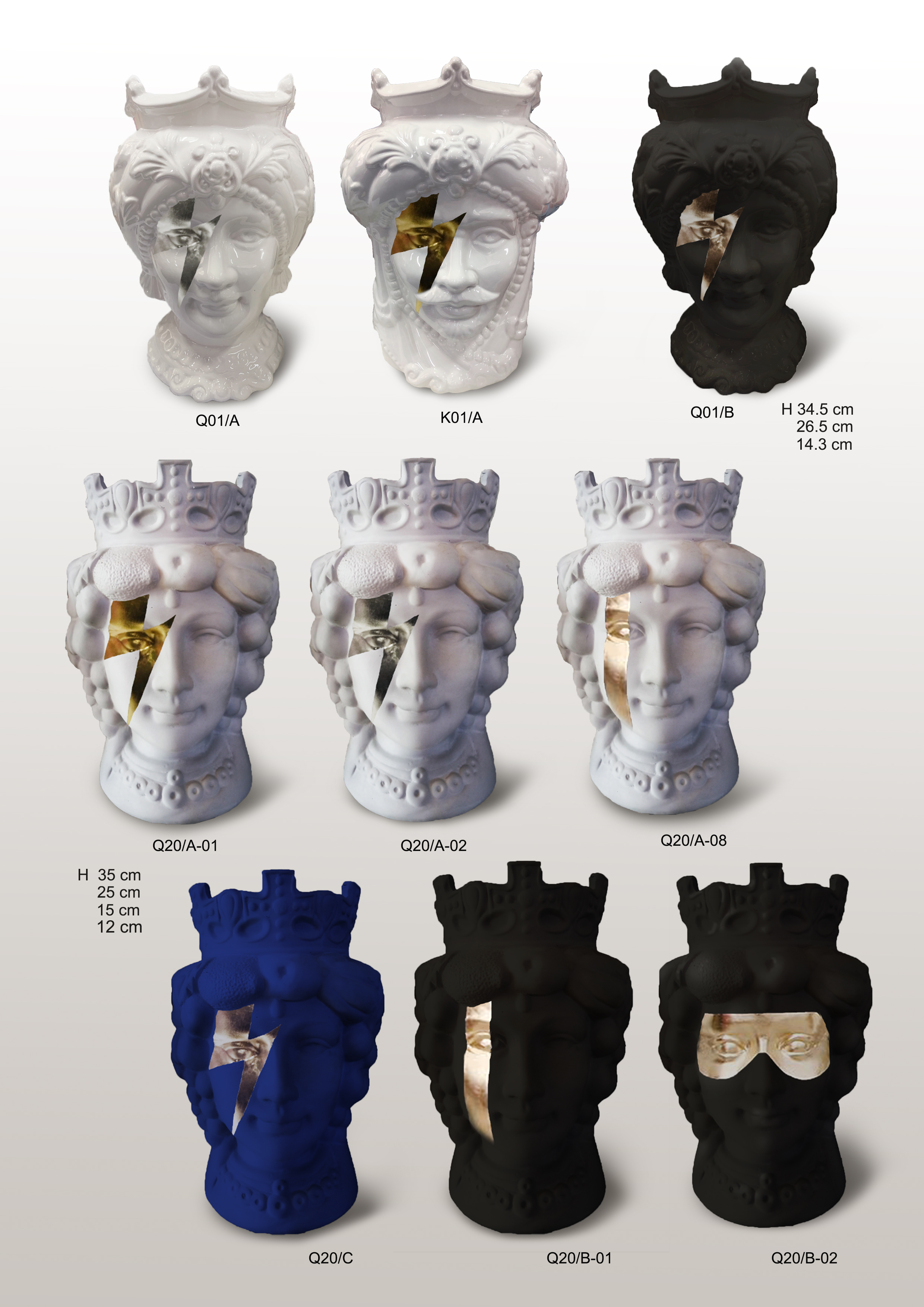 Sicilian Moor heads decorated in Caltagirone ceramic effect