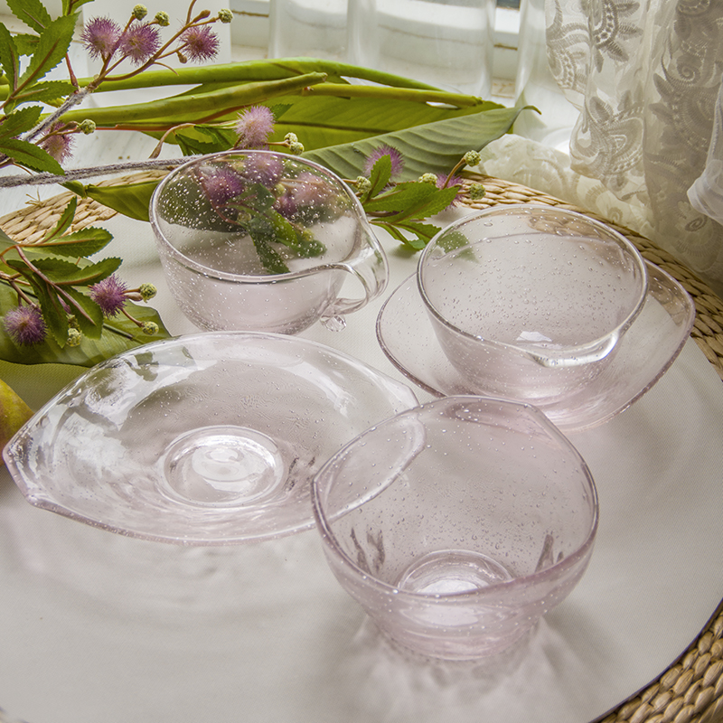 Art color glass decorative handmade plate CC85-107KP-3-3-10JP;CC100-105KP-3-3-10JP Pink bubble
