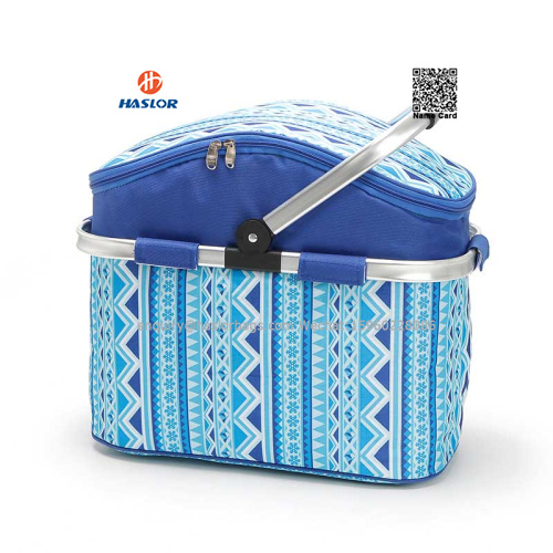 #01A 26L Wholesale Lightweight Foldable Shopping Basket Folding Fabric Vehicle Ice Basket For Outdoor Fruit Basket Picnic Tote