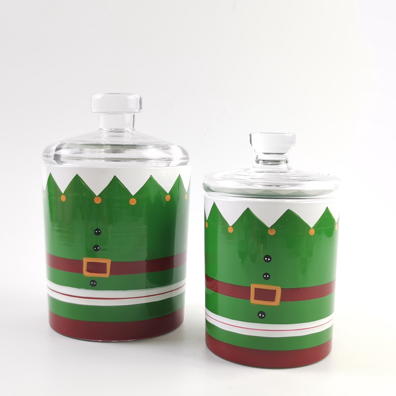 Machine Made Cheap Hand Paint Glass Candle Jar With glass lid