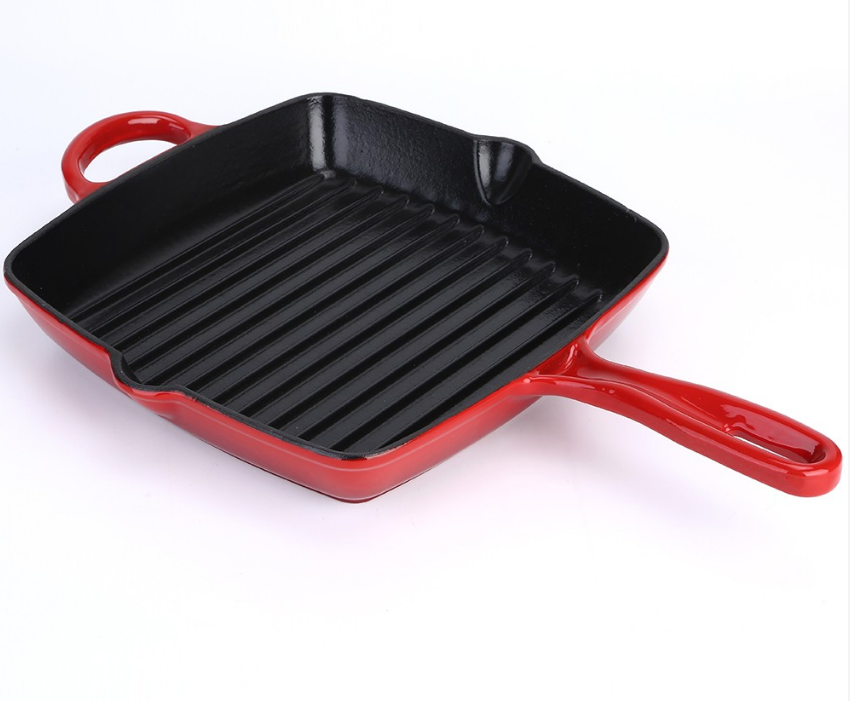 Enamel cast iron grill pan