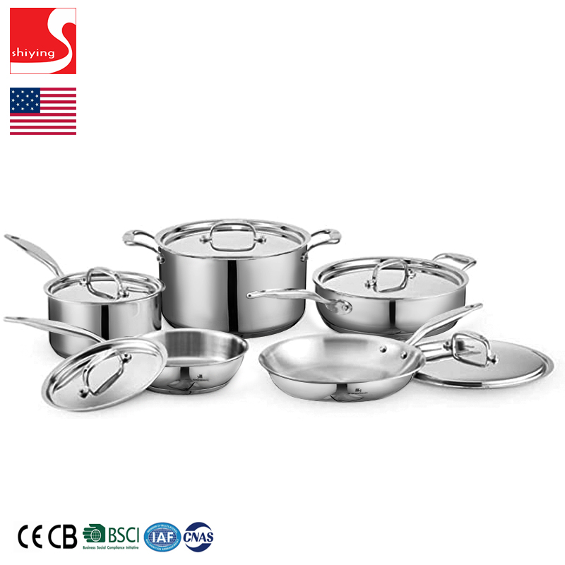 SY-Kitchenware 8pcs stainless steel cookware with glass lid stainless steel cooking pot and pan