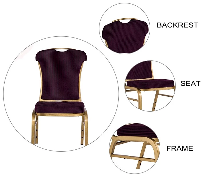 Modern customize hotel wedding aluminum frame comfortable stackable dining banquet chair