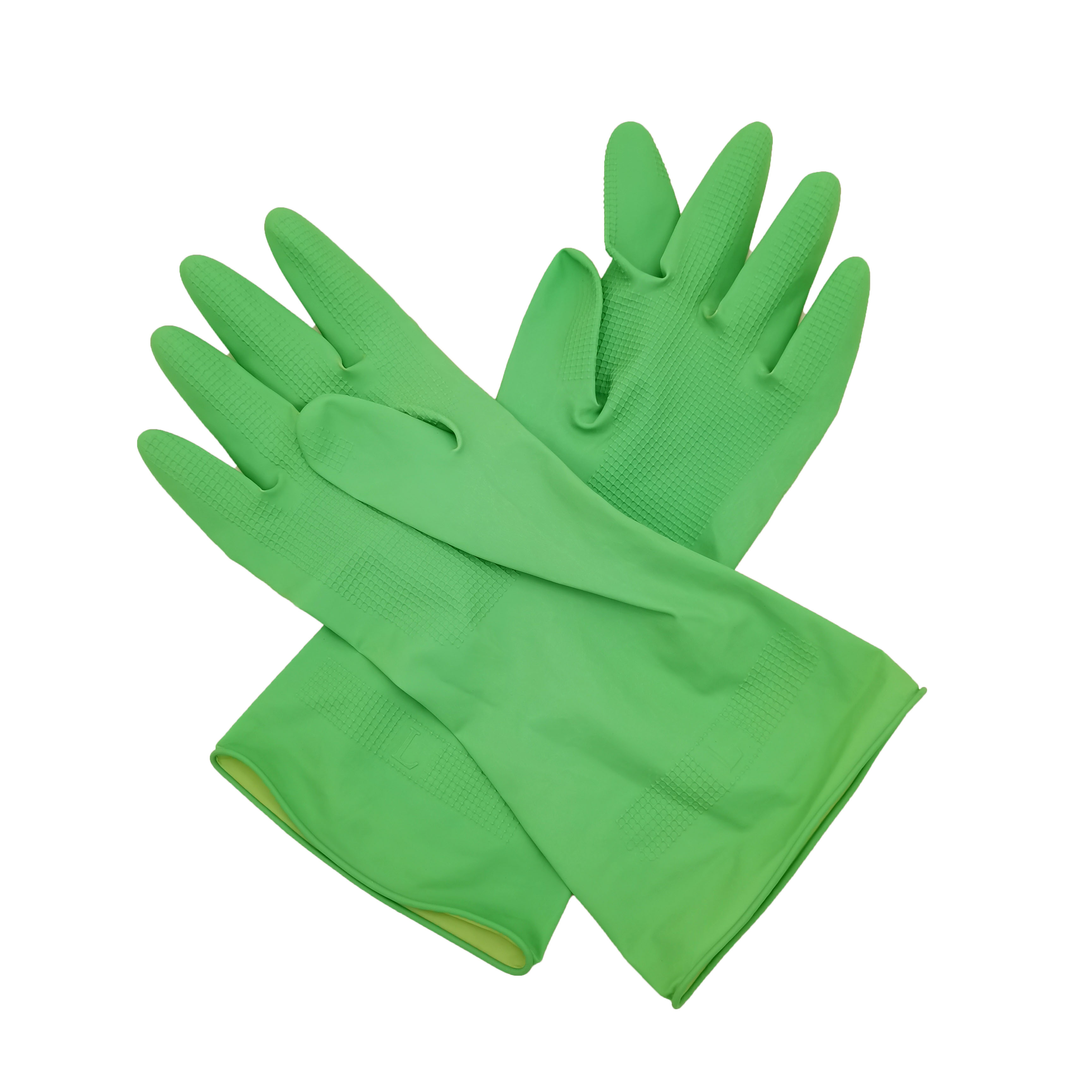 30cm Xingli Green flocklined cleaning household latex gloves