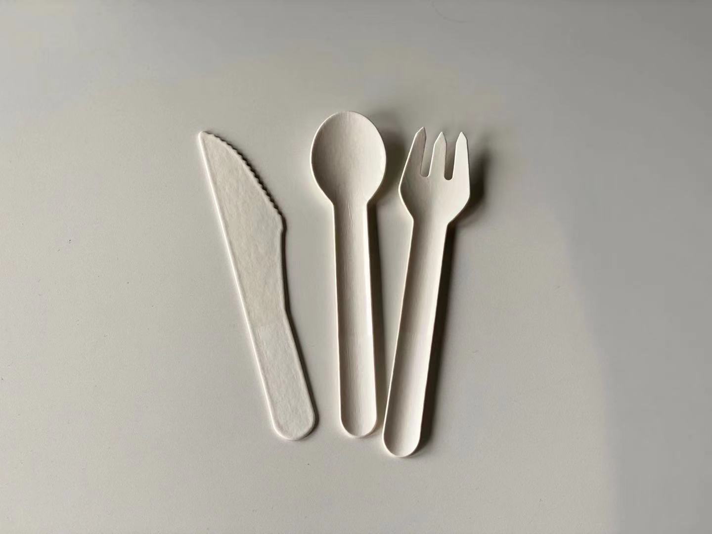 Paper spoon, fork and knife, paper tableware