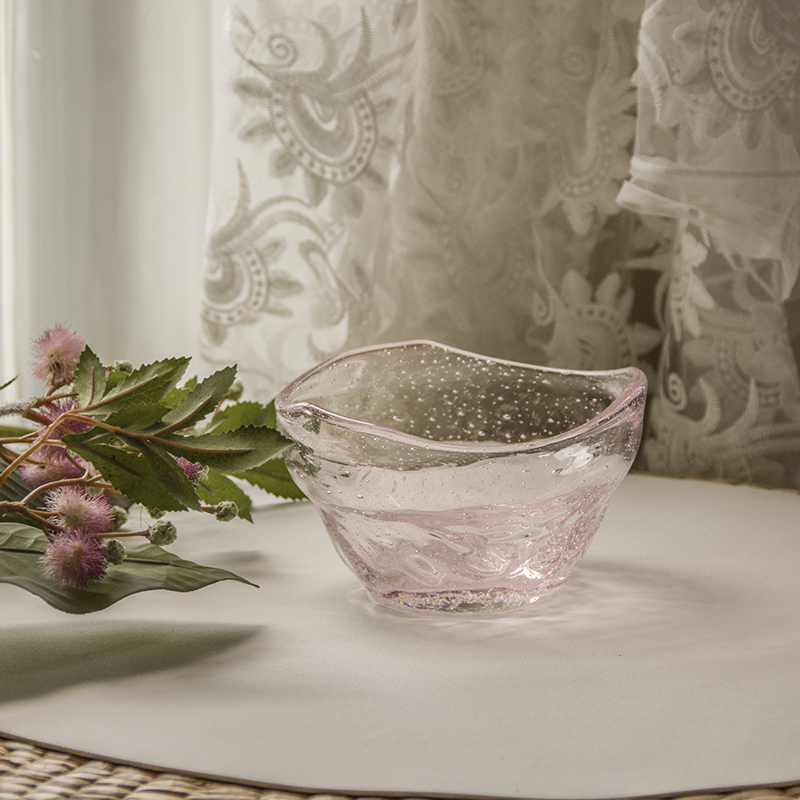 Art color glass decorative handmade big Bowl GJ20-1KB-1-3-10JP Pink bubble