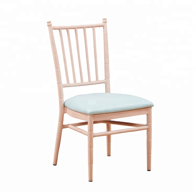 Hotel restaurant aluminum frame tiffany wood with PU leather cushion chiavari chairs