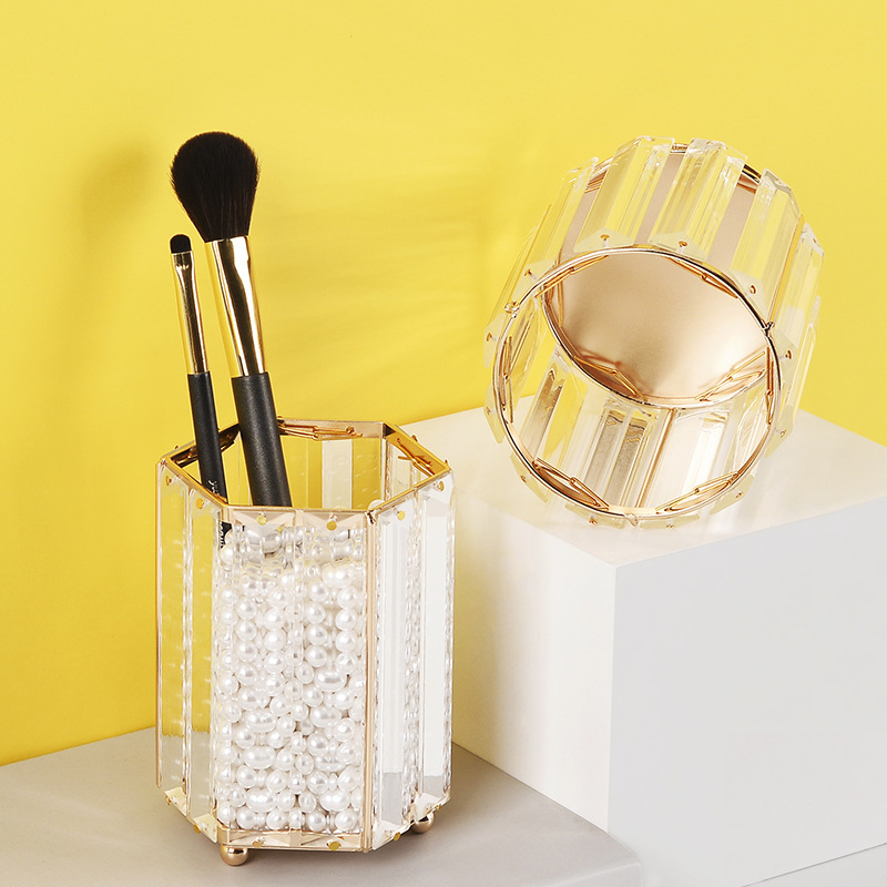 BEAUFLY Hot sales Round Crystal Candle Holder Makeup Brush Holder European Circular Frame Makeup