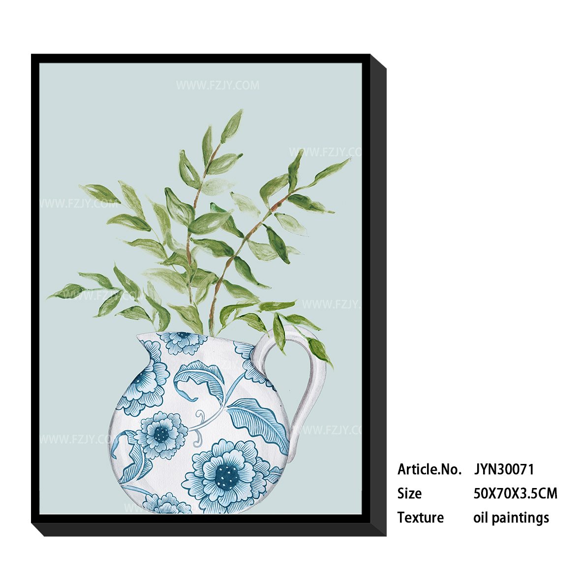 Home wall decor beautiful floral in vase with frame