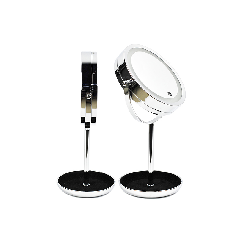 Hot Selling LED Lighted Metal Style Double Sides Vanity Mirror with Storage Tray