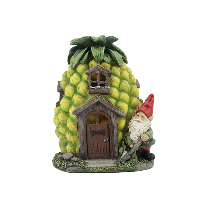 Custom resin garden solar energy system lamp lights pineapple gnome garden fountain statue sets garden ornaments figurine