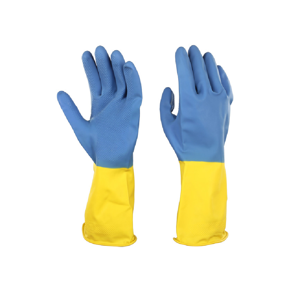 Xingli bi-color 33cm diamond grip light industrial latex gloves for safety industrial work
