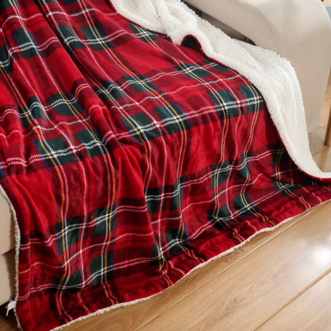 Flannel Fleece Classic Check 2 Layers Blanket
