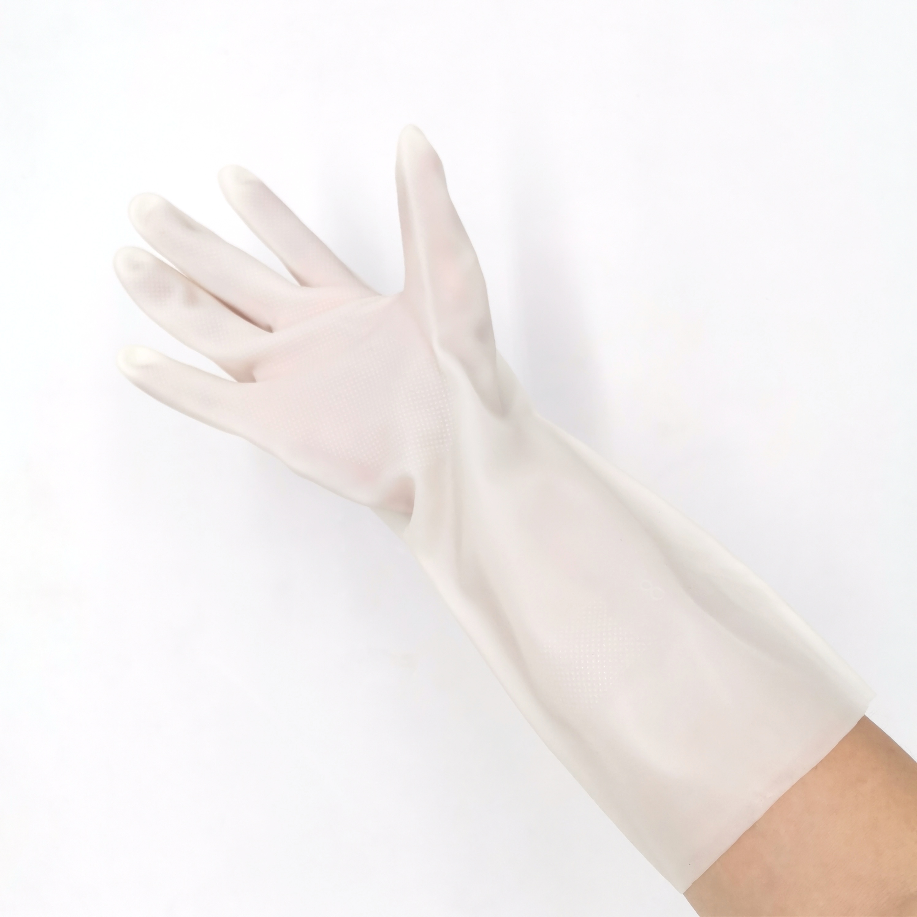 Xingli 33cm 15mil white diamod grip flocklined nitirle gloves