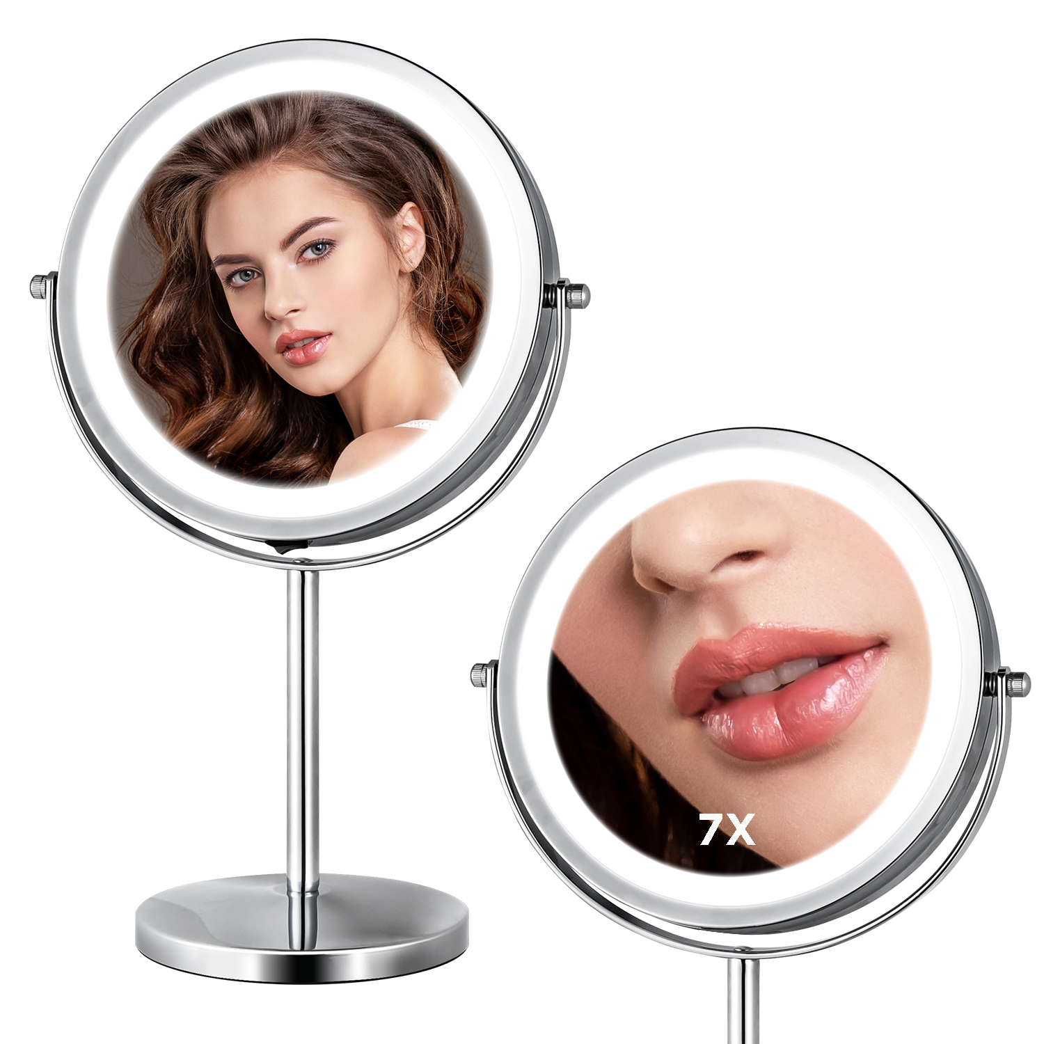 8 inch double sides LED table mirror