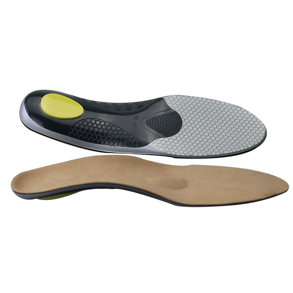 Premium Orthotic Leather Shoe Insoles Inserts with Arch Support and Gel Cushion for Men and Women