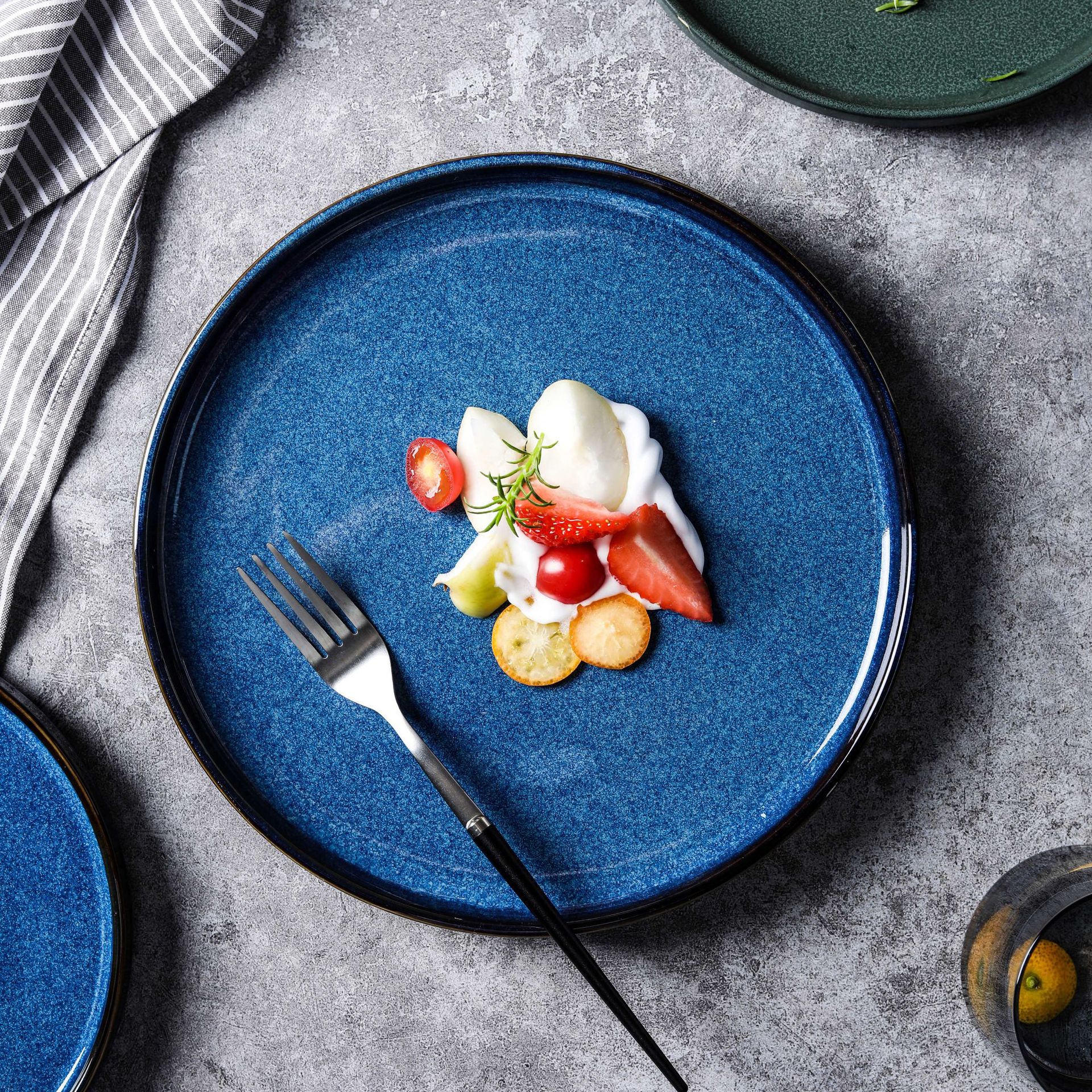 2021 Nordic reactive ceramic steak plate dinnerset pasta dish flat plate for hom