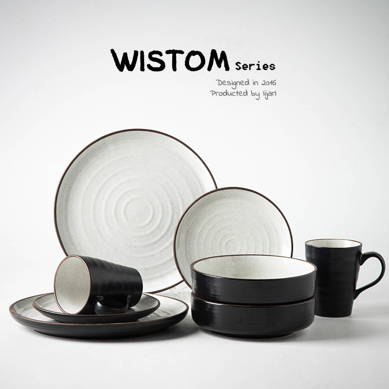 ceramic dinner set in matt color with sparkls 16pcs white color stoneware dinner