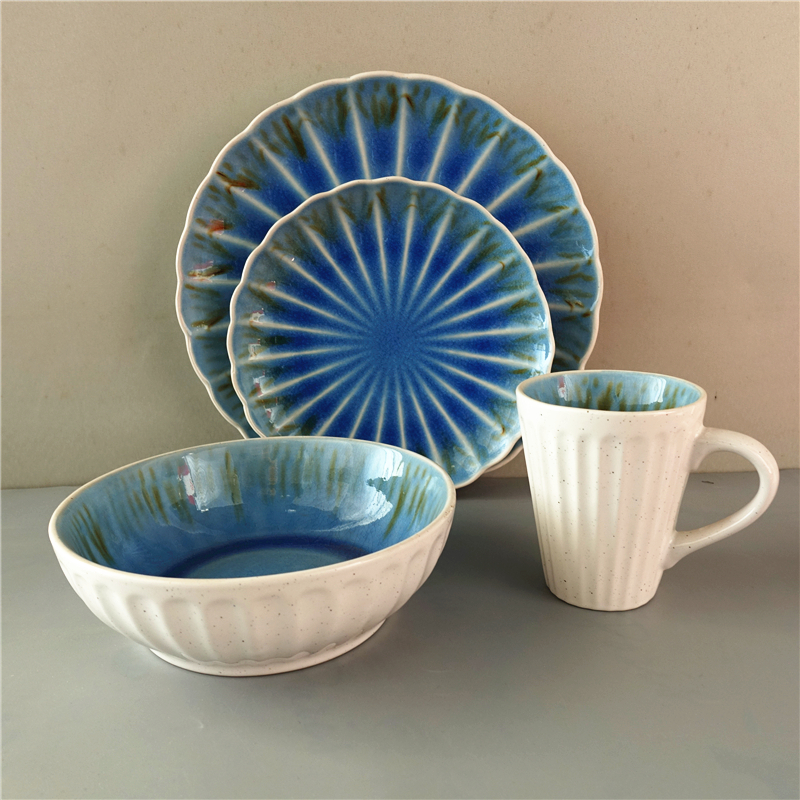 crackle glaze ceramic dinnerware set plate ceramic dinner set 16pcs 10 inch dinn