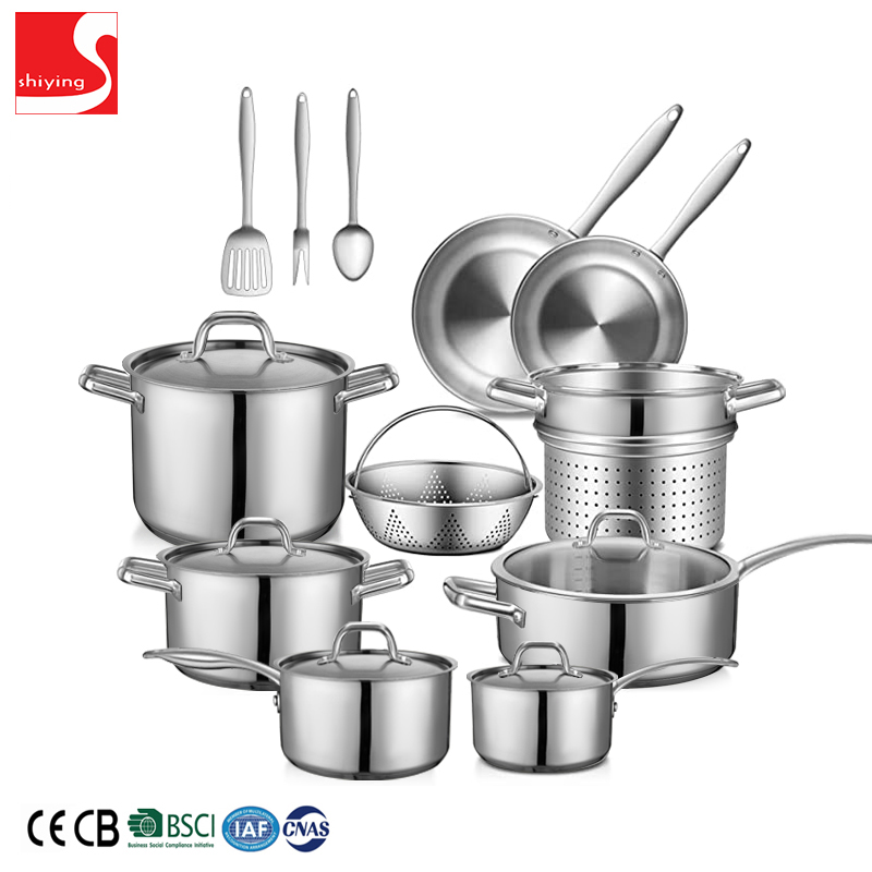 SY-Kitchenware 12pcs stainless steel cookware with glass lid stainless steel cooking pot and pan