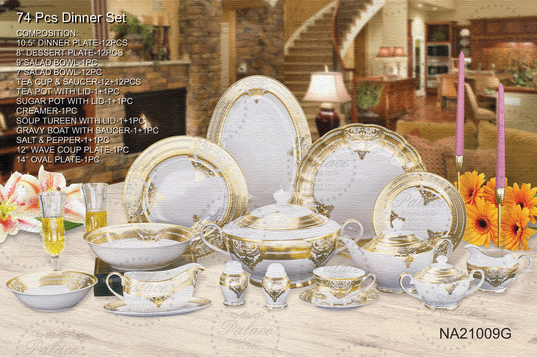 Dinner Set,tea Set-Embossed Gold, New Bone China