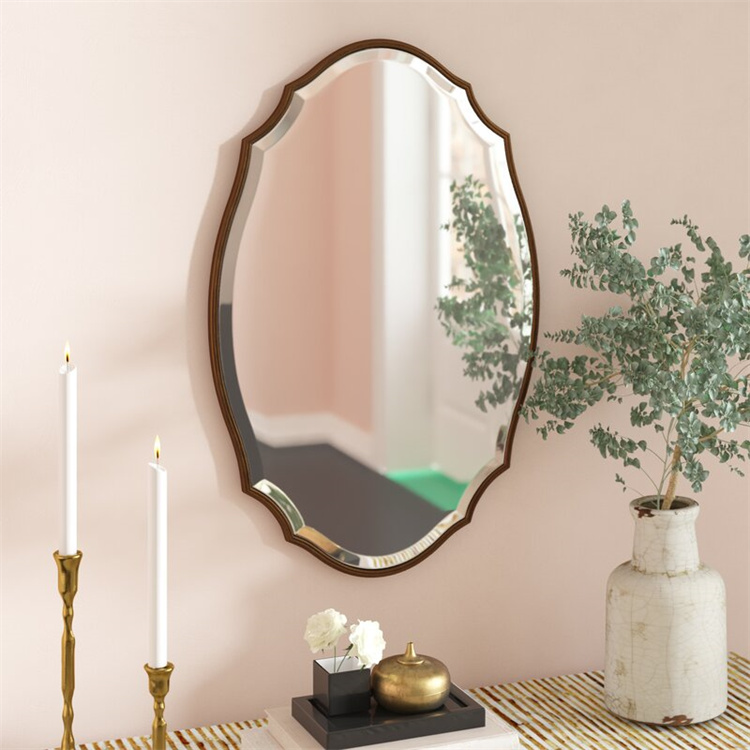 6mm brass design round stainless steel antique gold frame mirror glass for decorative