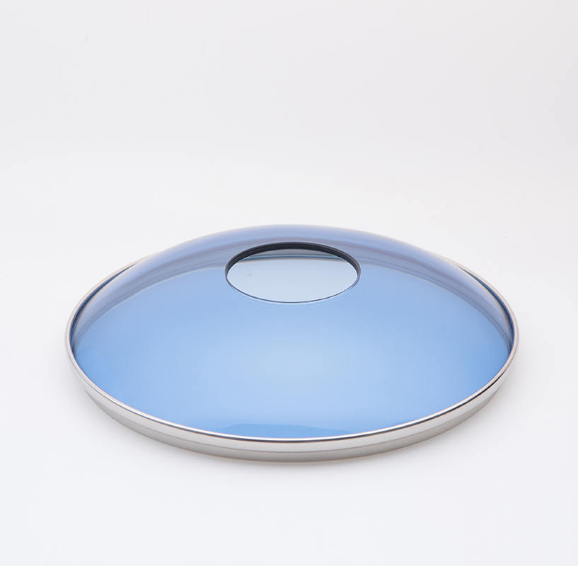 G type blue tempered glass lid for cookare with big central hole