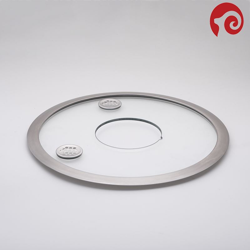 F type tempered glass lid for cookware （big center hole + big steam hole）